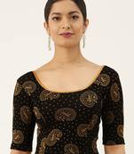 VASTRANAND Women's Black and Orange Printed Stretchable Blouse