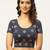 VASTRANAND Women Navy Blue & Golden Gotta Patti Stretchable Saree Blouse