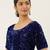 VASTRANAND Women Navy Blue Embellished Sequence Stretchable Velvet Saree Blouse