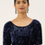 VASTRANAND Women Navy Blue Stretchable Embellished Sequence Velvet Saree Blouse