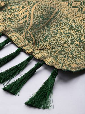 VASTRANAND Green & Gold-Coloured Woven Design Dupatta 3