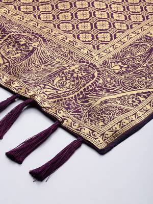 VASTRANAND Purple & Golden Woven Design Dupatta 3