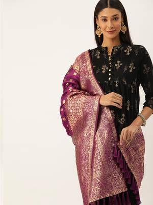 VASTRANAND Purple Woven Design Dupatta 1