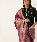 VASTRANAND Purple Woven Design Dupatta