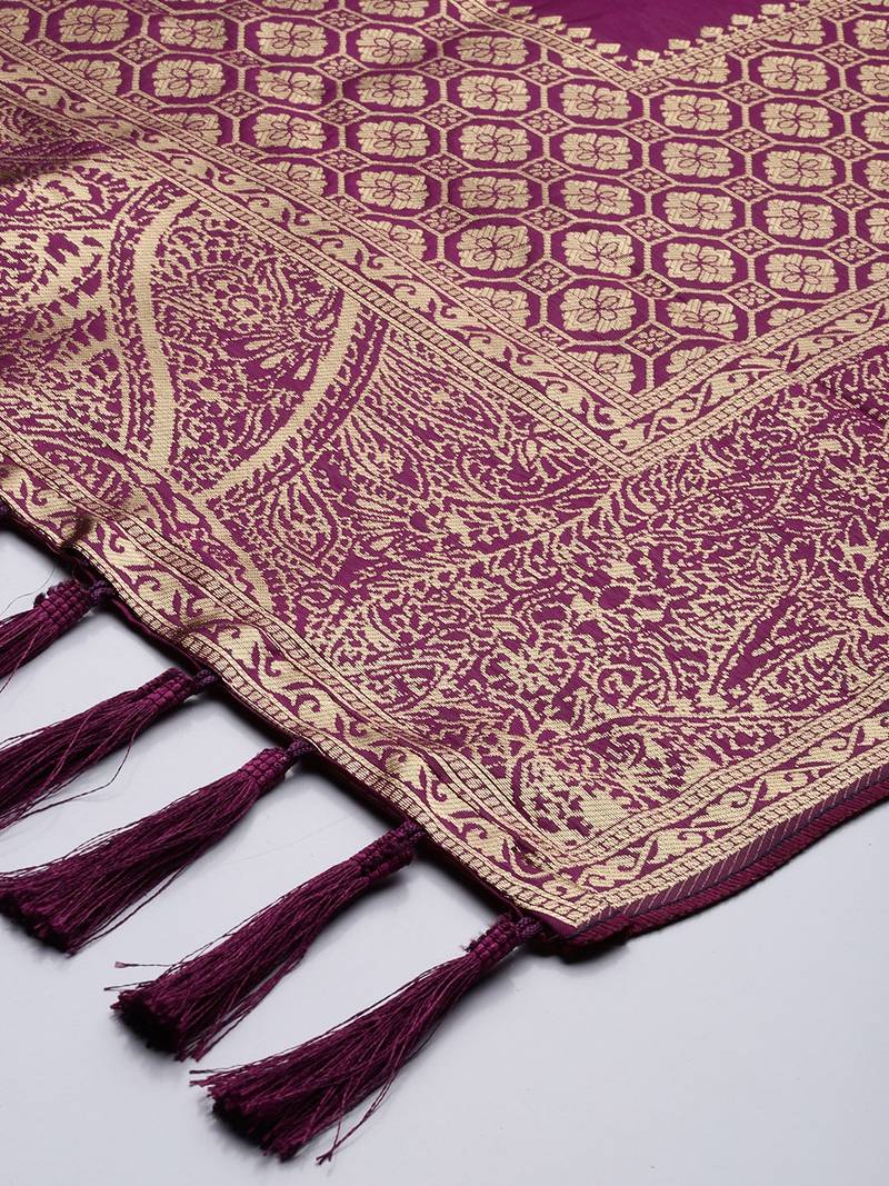 VASTRANAND Purple Woven Design Dupatta