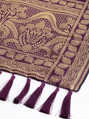 VASTRANAND Purple & Gold-Coloured Woven Design Dupatta 3
