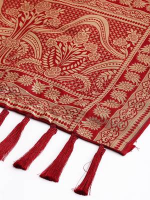VASTRANAND Red & Gold-Coloured Woven Design Dupatta 3