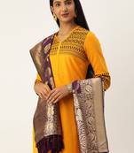 VASTRANAND Purple & Gold-Toned Woven Design Dupatta