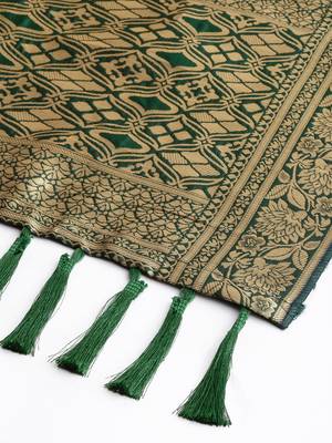 VASTRANAND Green & Gold-Coloured Woven Design Dupatta 3