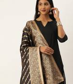 VASTRANAND Black & Gold-Toned Woven Design Dupatta