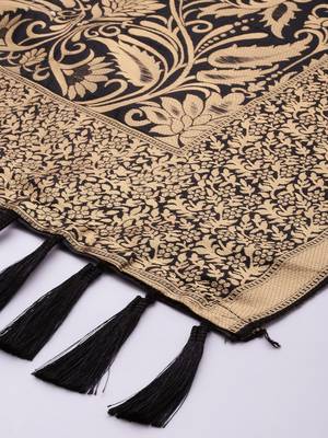 VASTRANAND Black & Gold-Toned Woven Design Dupatta 3