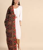 VASTRANAND Black & Orange Embroidered Dupatta