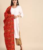 VASTRANAND Red & Gold-Toned Embroidered Dupatta