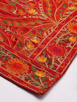 VASTRANAND Red & Gold-Toned Embroidered Dupatta 2