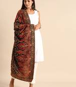 VASTRANAND Black & Red Embroidered Dupatta