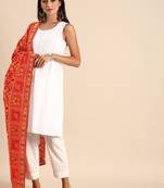 VASTRANAND Red & Yellow Embroidered Dupatta