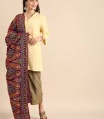 VASTRANAND Navy Blue & Pink Embroidered Dupatta