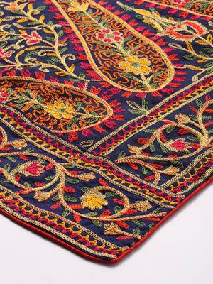 VASTRANAND Navy Blue & Pink Embroidered Dupatta 2