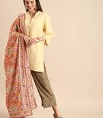 VASTRANAND White & Red Embroidered Dupatta