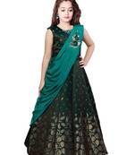 green jequard Dupatta Style Partywear Girls Dress Gown