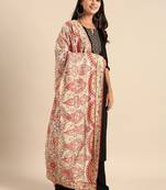 VASTRANAND White & Orange Embroidered Dupatta