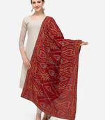 VASTRANAND Maroon & Blue Ethnic Motifs Embroidered Dupatta with Thread WorK