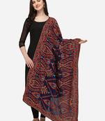 VASTRANAND Navy Blue & Red Ethnic Motifs Embroidered Dupatta