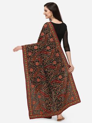 VASTRANAND Black & Red Ethnic Motifs Embroidered Dupatta with Thread Work 3