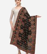 VASTRANAND Black & Red Ethnic Motifs Embroidered Dupatta with Thread Work
