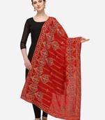 VASTRANAND Red & Blue Ethnic Motifs Embroidered Dupatta with Thread Work