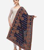 VASTRANAND Navy Blue & Red Ethnic Motifs Embroidered Dupatta with Thread Work