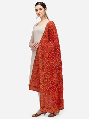 VASTRANAND Red & Gold-Toned Ethnic Motifs Embroidered Dupatta 2