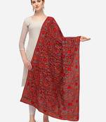 VASTRANAND Maroon & Orange Ethnic Motifs Embroidered Dupatta with Thread Work