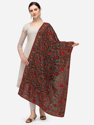 VASTRANAND Black & Blue Ethnic Motifs Embroidered Dupatta with Thread Work 1