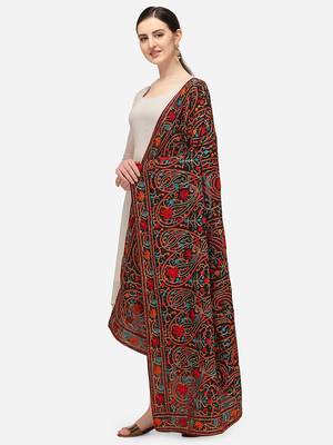 VASTRANAND Black & Blue Ethnic Motifs Embroidered Dupatta with Thread Work 2