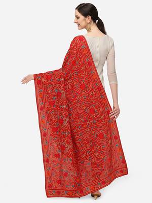 VASTRANAND Red & Blue Ethnic Motifs Embroidered Dupatta with Thread Work 3