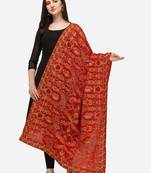 VASTRANAND Red & Green Ethnic Motifs Embroidered Dupatta with Thread Work
