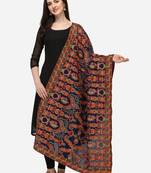 VASTRANAND Navy Blue & Red Ethnic Motifs Embroidered Dupatta with Thread Work