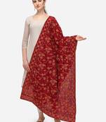 VASTRANAND Maroon & Green Ethnic Motifs Embroidered Dupatta with Thread Work