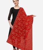 VASTRANAND Red & Gold-Toned Ethnic Motifs Embroidered Dupatta with Thread Work