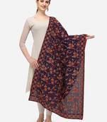 VASTRANAND Navy Blue & Orange Ethnic Motifs Embroidered Dupatta with Thread Work