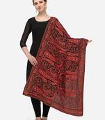 VASTRANAND Red & Black Ethnic Motifs Embroidered Dupatta with Thread Work