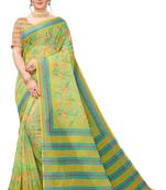 Multicolor Digital Print Pure Linen Cotton Saree with Blouse Piece