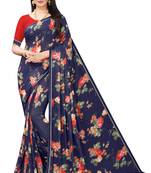 Multicolor Digital Print Weightless Georgette Saree with Lace Border & Blouse Piece