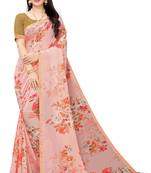 Multicolor Digital Print Weightless Georgette Saree with Lace Border & Blouse Piece