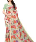 Multicolor Digital Print Weightless Georgette Saree with Lace Border & Blouse Piece