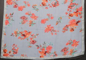 Multicolor Digital Print Weightless Georgette Saree with Lace Border & Blouse Piece 5