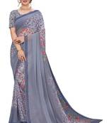 Multicolor Digital Print Weightless Georgette Floral Print Saree with Blouse Piece