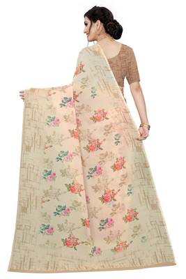 Multicolor Digital Print Weightless Georgette Floral Print Saree with Blouse Piece 3