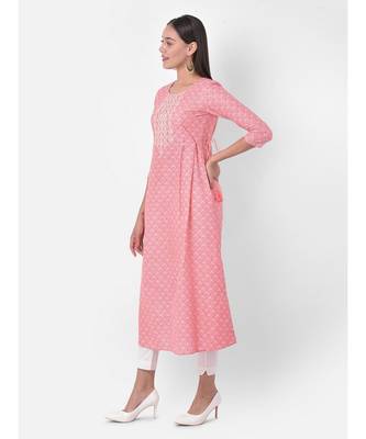 Span Persian Pink Embroidered Flared Kurta 3
